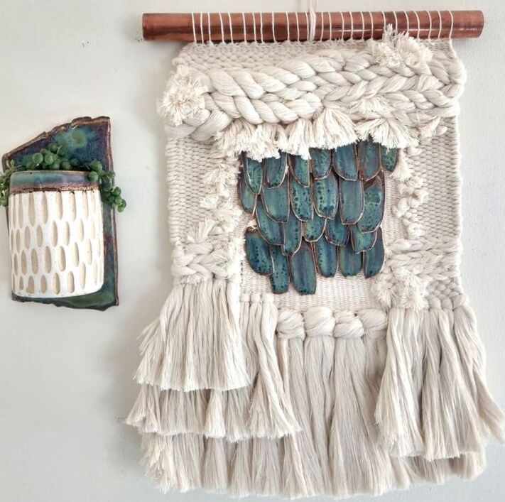 Ceramic Wall Planter and Woven Wall Hanging